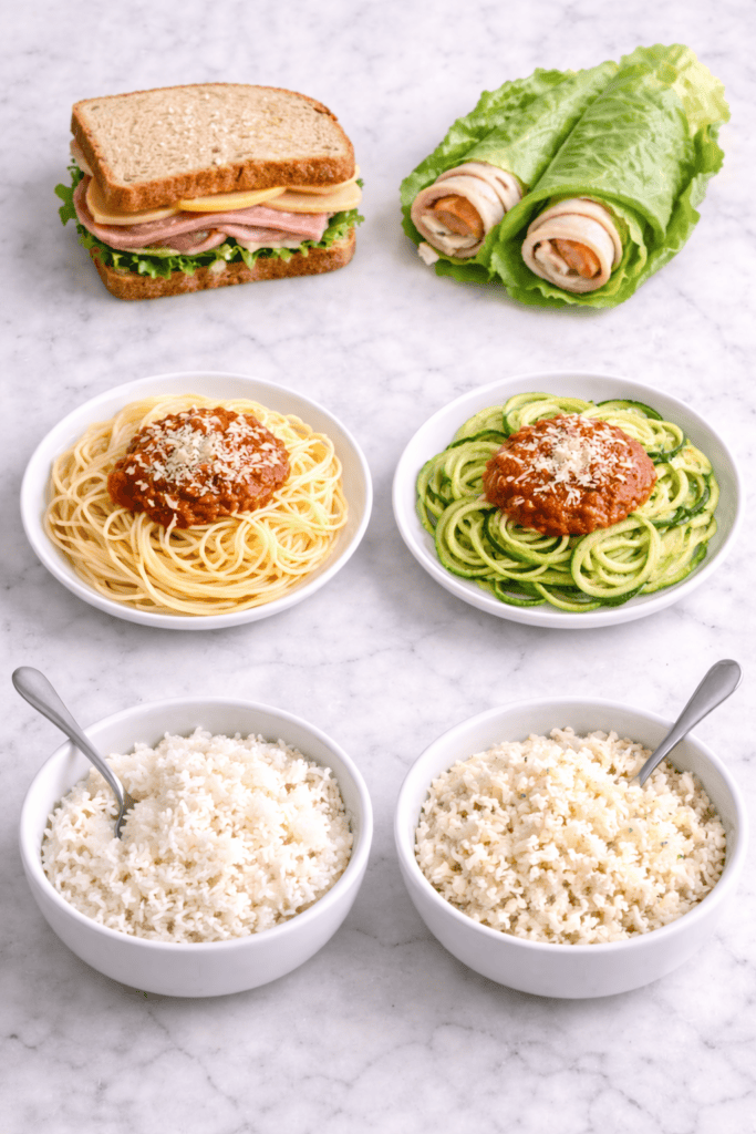 low carb food swaps comparison